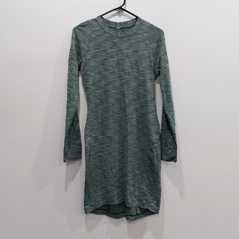 Long Sleeve Heathered Green Bodycon Dress